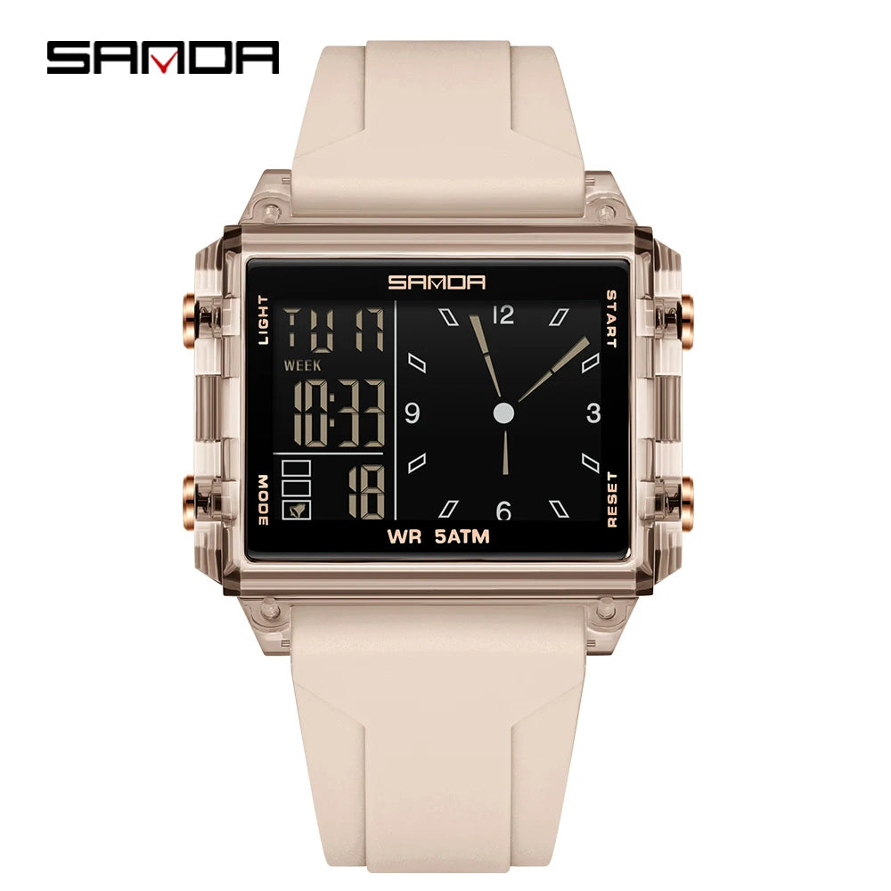 Fashion SADNA New 6273 Women's Electronic Watch Multifunctional Sports Waterproof LED Timing Student Electronic Watch