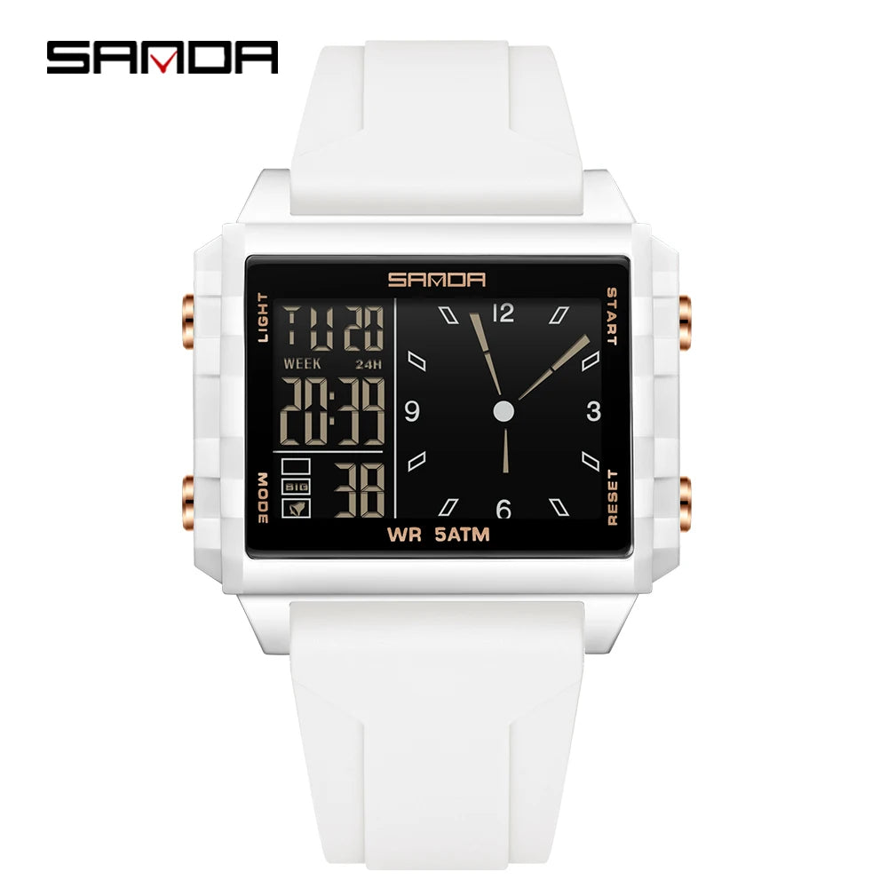 Fashion SADNA New 6273 Women's Electronic Watch Multifunctional Sports Waterproof LED Timing Student Electronic Watch