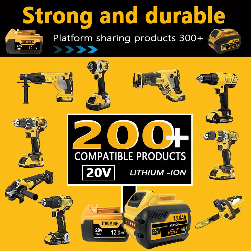 New High-Power for DEWALT 20V/60V Battery DCB200 DCB205 DCB206 * Power Tool 18V Battery 3AH 8AH 12AH 18AH Batteries DCD805