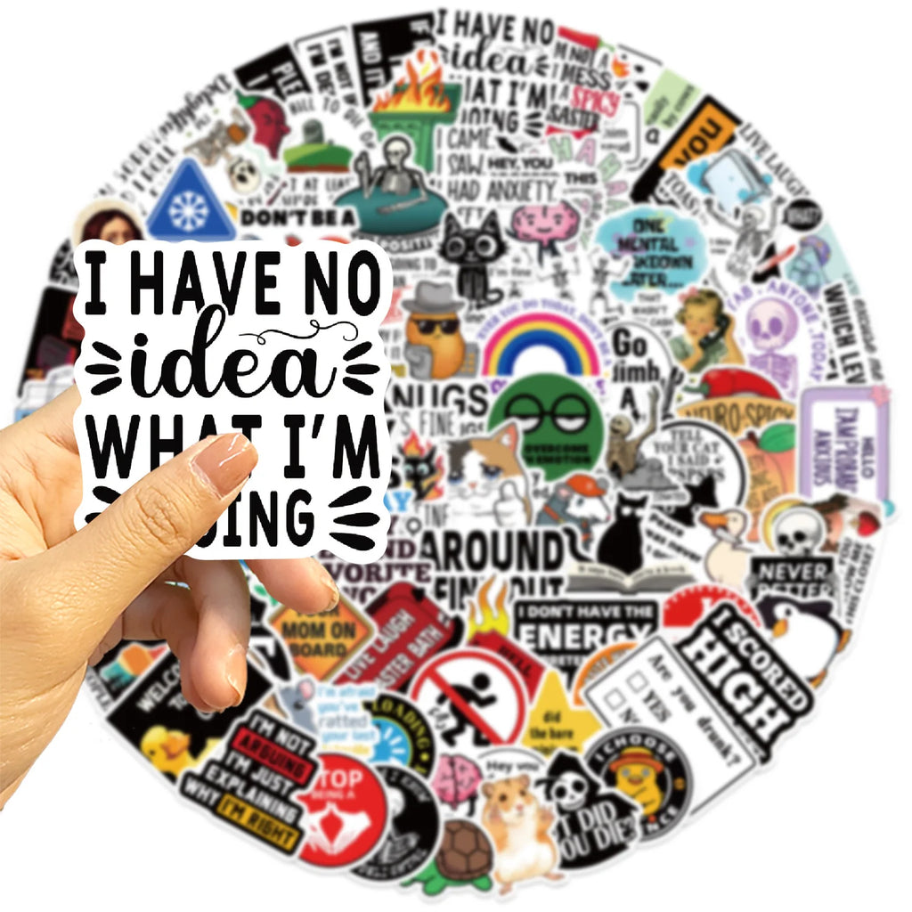100Pcs Fun Prank Meme Stickers Decorate Guitar Notebook Luggage DIY Waterproof Stationary Stickers