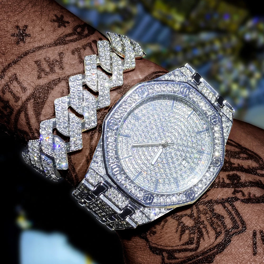 Iced Out Watch for Men Gold Watch for Men Hip Hop Fashion Cool Bling Gold Diamond Luxury Mens Watch Dropshipping Relogio