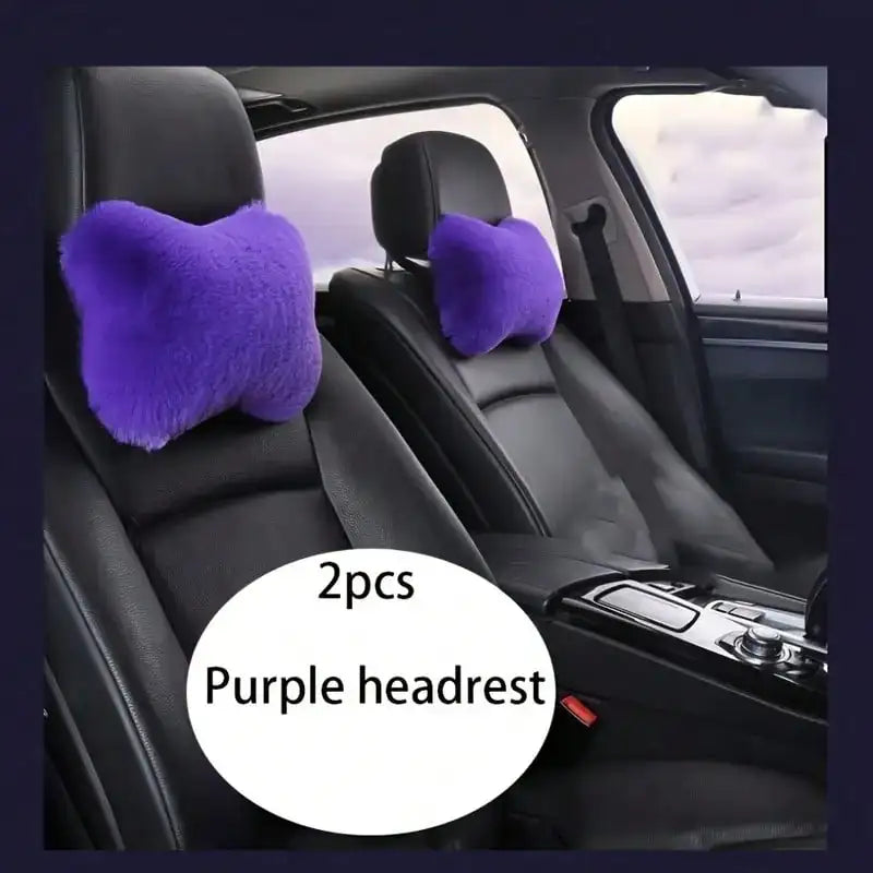 2/4pcs Luxury Plush Car Neck Pillows, Comfortable Neck Support, Faux Fur Texture, Soft Sponge Padding, Makes Traveling More Comfortable