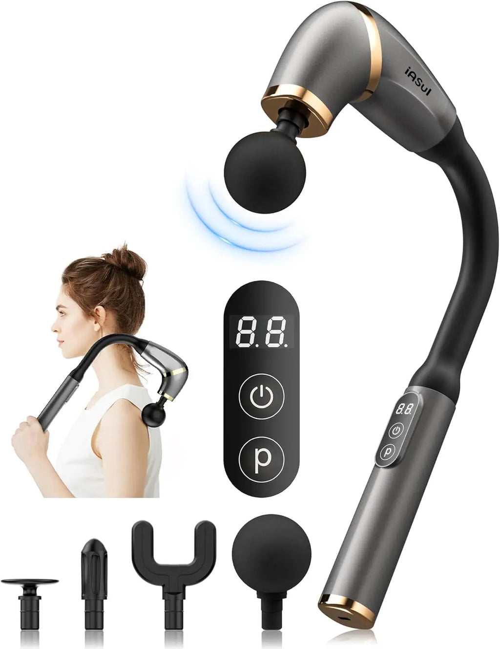 Fascia Gun Handle Elbow 3 Modes 6 Gears Adjust Muscle Relaxation Massage Percussion Hammer for Athletes