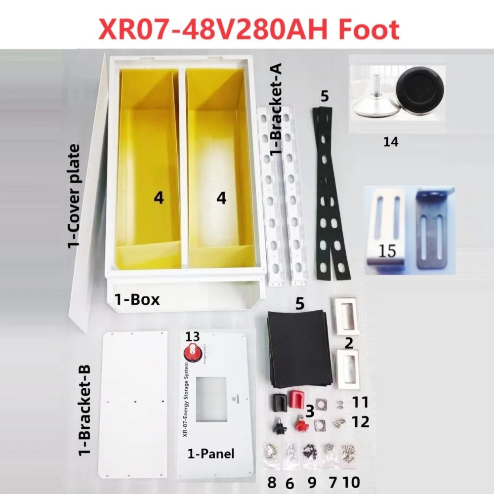 XR07 48V 280AH LiFePO4 Battery Case PowerBox Solar Home Energy Storage 16S 51.2v DIY Kit For JK BMS EVE CATL 280AH 302AH