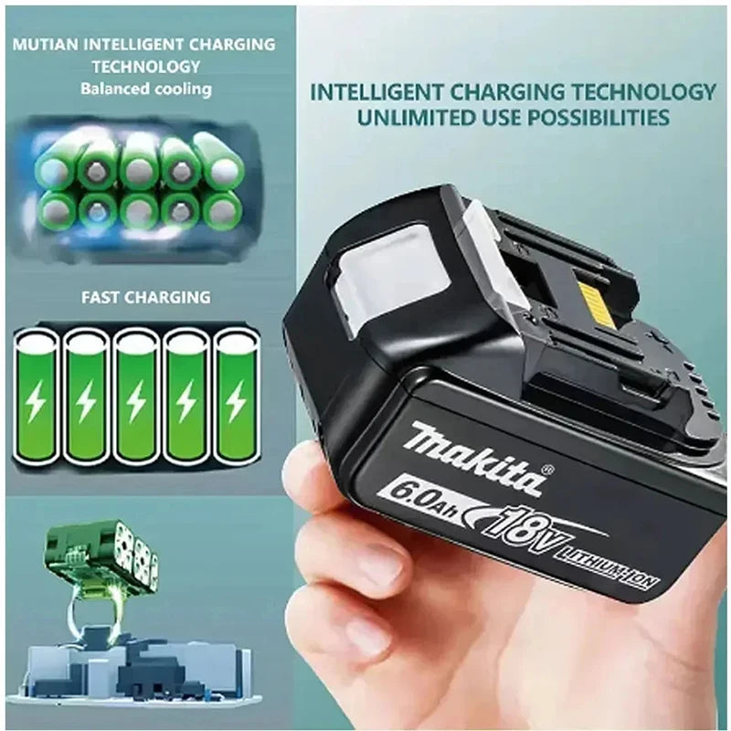 original Makita battery 18V rechargeable battery 6.0Ah replacing Makita DDF487 BL1840 BL1850 BL1860B BL1830B power tool battery