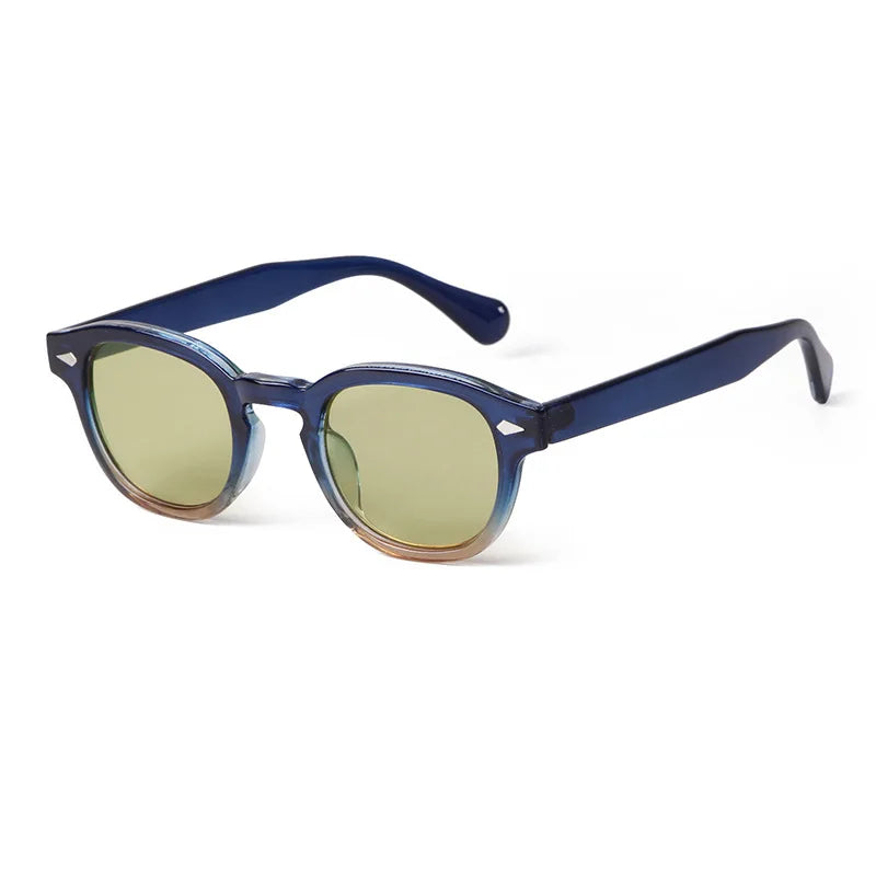 Vintage Fashion Shell Round Sunglasses Women Men 2024 Brand Design Retro Rivet Yellow Blue Lens Square Sun Glasses Female UV400