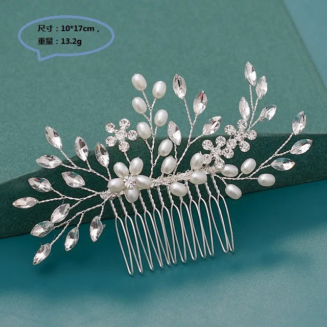 Wedding Crystal Pearls Hair Combs Handmade Hair Jewelry Bridal Headpiece Girls Headdress Women Hairpins Elegant Women Tiara