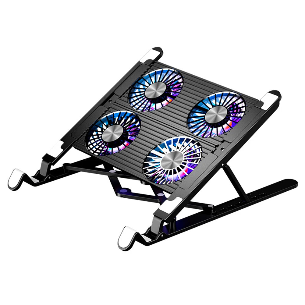 Laptop Cooling Fan with 2/4 Fans Silent Gaming Laptop Cooler Fan RGB 7 Height Portable Laptop Holder for 11-17.3 Inch Laptops