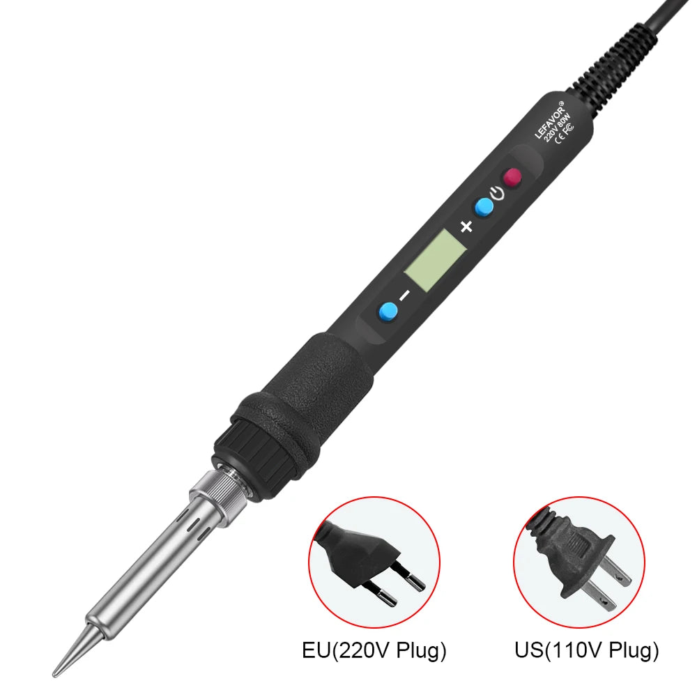 LEFAVOR 80W Digital display soldering iron welding set C/F switching calibration temperature 100-500C home repair DIY