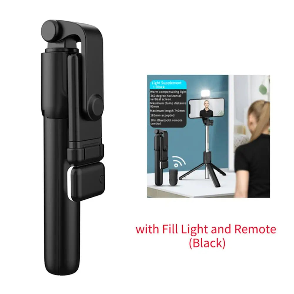 Wireless Selfie Stick Phone Holder Retractable Multifunctional 74cm Mini Tripod With LED Selfie Light & Bluetooth Remote Shutter
