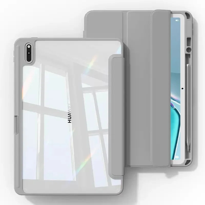Clear Acrylic Case For Huawei Matepad Air 11.5 2023 11 10.4 Pro 11 10.8 Pencil Holder Cover For Honor Pad V6 V7 10.4 Inch Cases