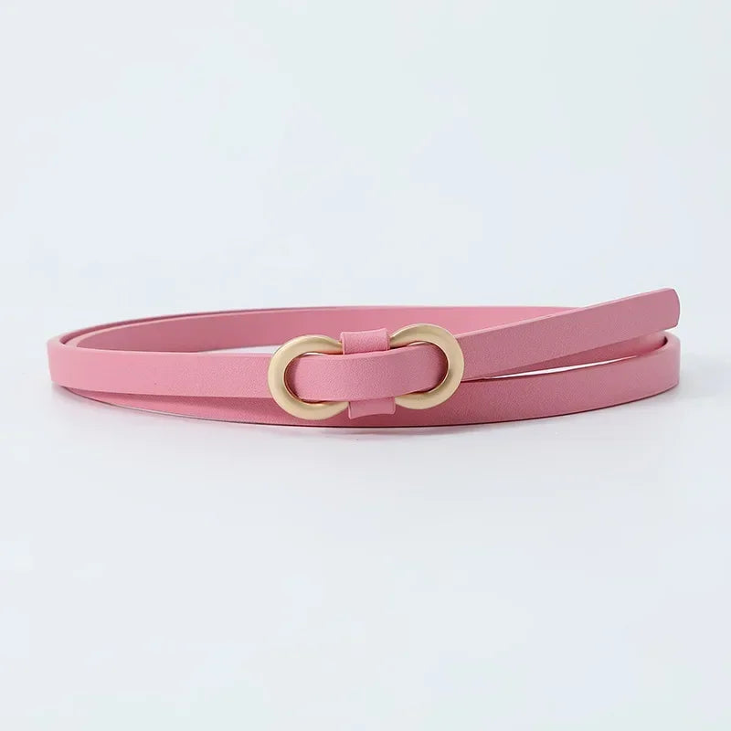 Metal Buckle PU Leather Knotted Belt Long Thin Adjustable Waist Belts Women Female Dress Coat Suit Decoration Straps