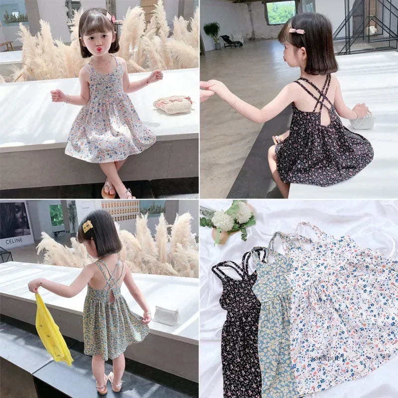 Baby Girls' Dress 2024 Summer Chiffon Floral Princess Dresses Cute Kids Sundresses Children's Clothing