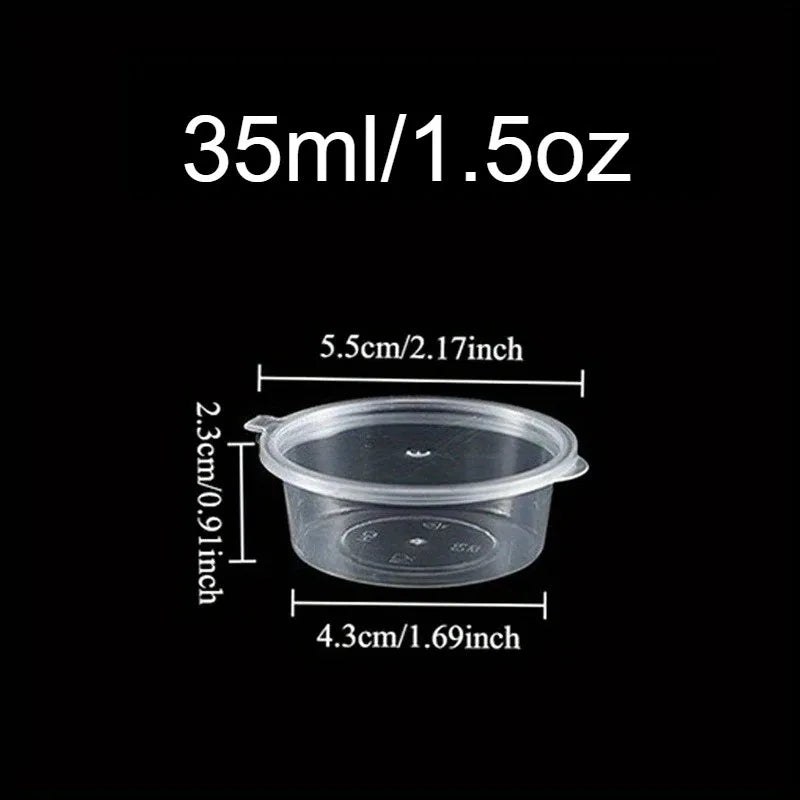 50/100PCS Disposable Sauce Cups with Lids Household Kitchen Leak-Proof Small Sauce Cups Portable Salad Dressings Seasoning Box