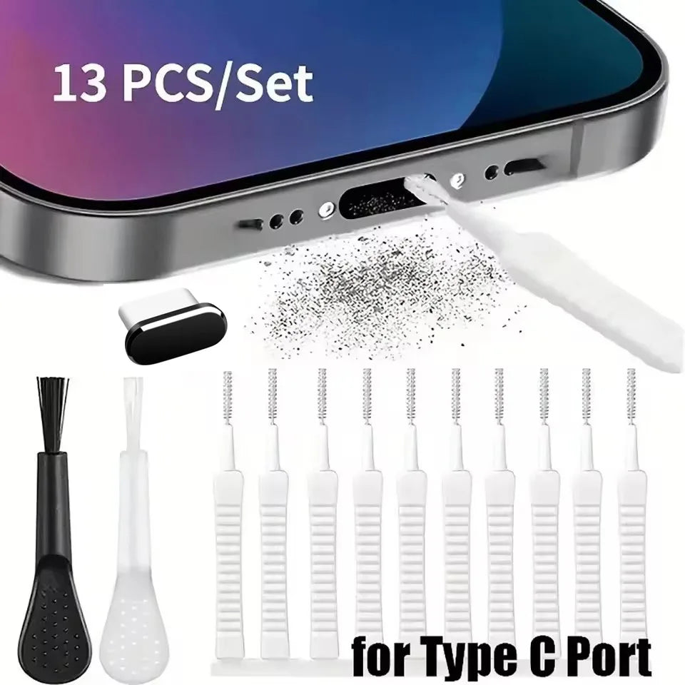 Mobile Phone Speaker Charging Port Cleaning Set Dust Plug for iPhone 16 15 14 Earphones Clean Kit Brush for Samsung Xiaomi