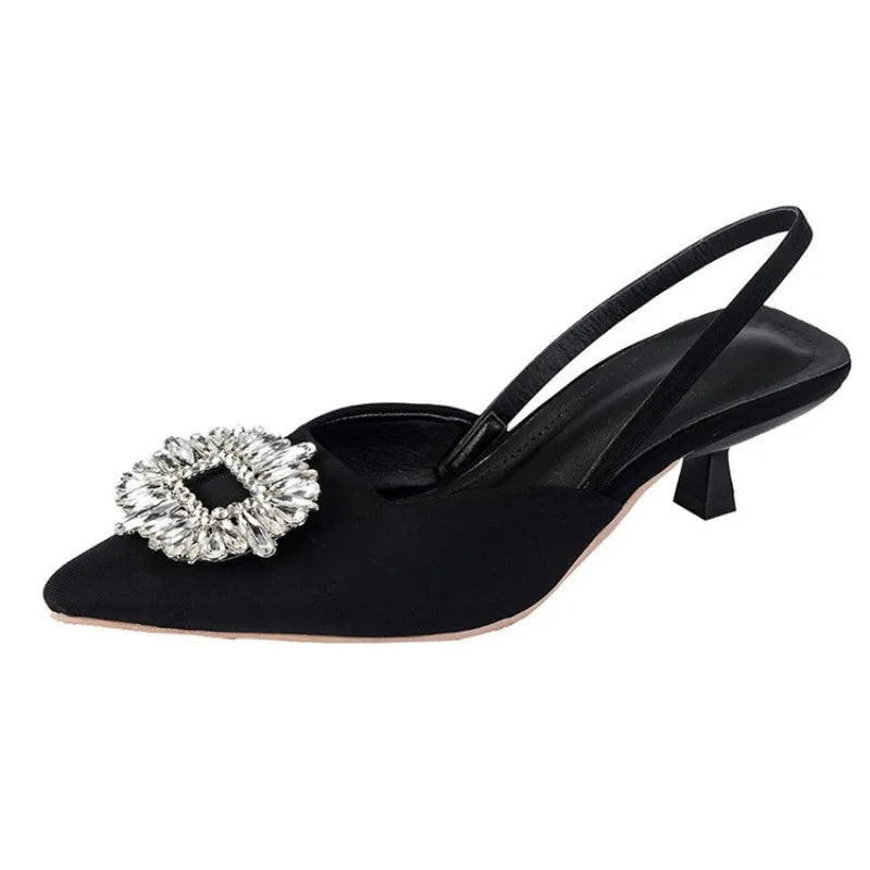 2026 Spring Stiletto Toe Drag Korean Version Sexy Party Sandals Women's Shoes Rhinestone Fashion Summer Sandals