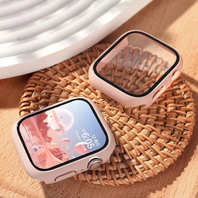 Tempered Glass+cover For Apple Watch Case Accessories 45mm 41mm 42mm 38mm PC Screen Protector cover iWatch 6 5 4 se 44mm 40mm