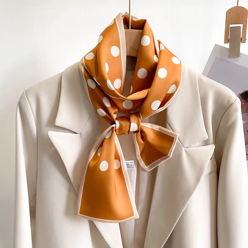 Floral Print 12*145cm Long Ribbon Silk Scarf Women Neck Scarves Headband Female Skinny Neckerchief Hair Band Neck Tie Bag Ribbon
