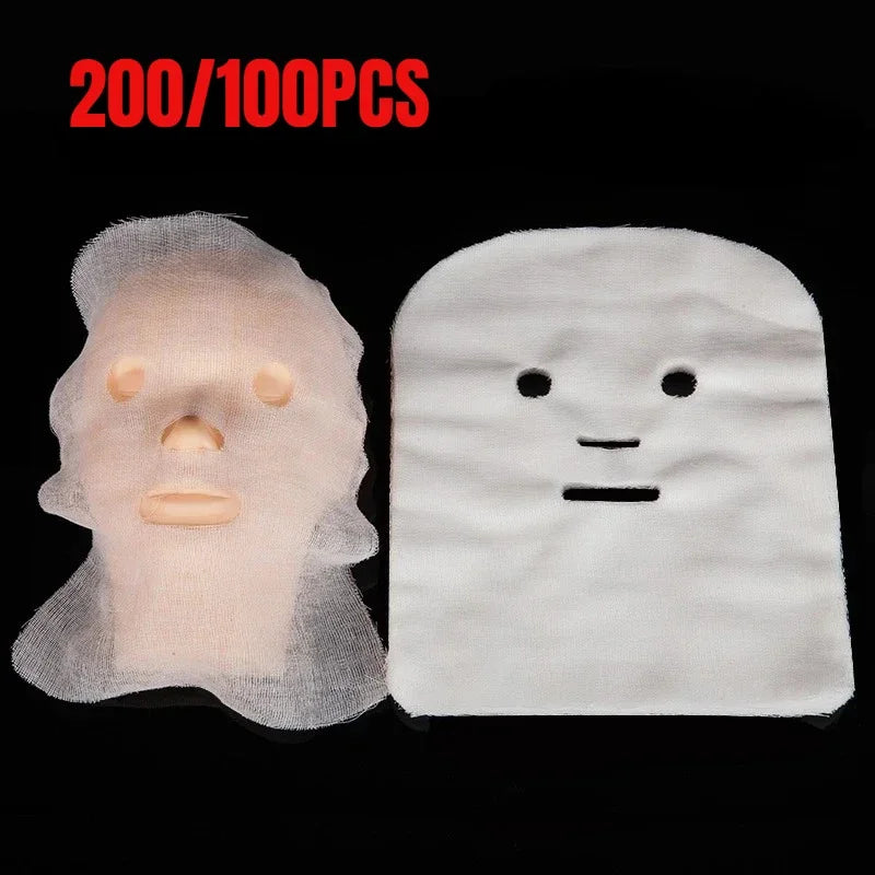200 Pure Cotton DIY Beauty Mask Salon Disposable Facial Gauze Highly Water Absorption Non-Irritating Face Gauze Mask Soft