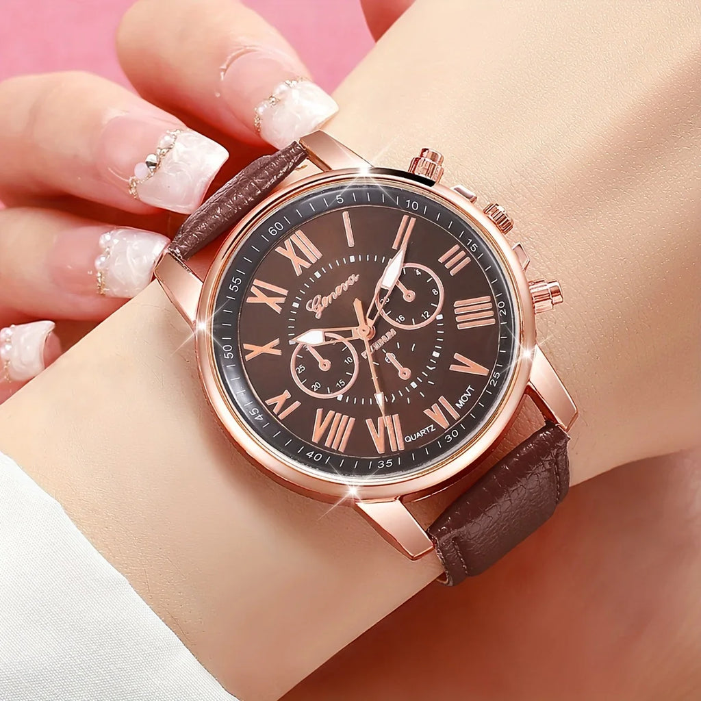 12 piece set of women's fashionable quartz watch - candy colored Roman numerals, casual style, no watch box