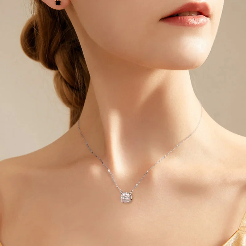 KNOBSPIN D VVS1 Moissanite Necklaces for Women Solitaire Pandent Diamond GRA Certified s925 Silver Plated 18k Dainty Necklace