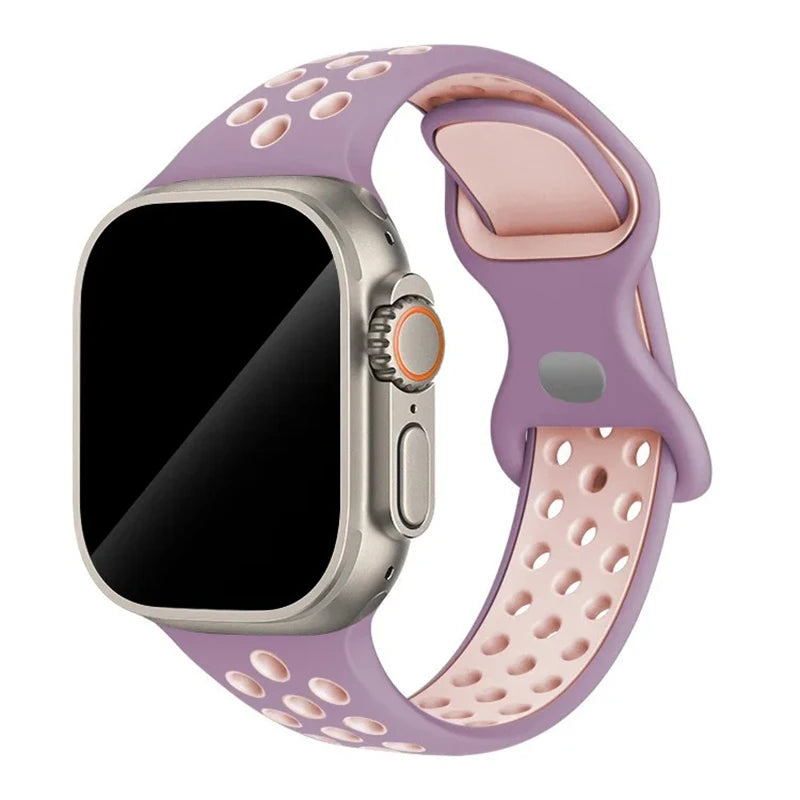 Silicone Strap For Apple Watch 44mm 45mm 40mm 41mm 38 42mm sports Rubber Breathable Band iwatch series 10 9 8 SE 7 6 Ultra 49mm