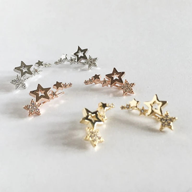 Shiny Star Stud Earrings for Women Elegant Zircon Rhinestone Mini Star Earrring Party Birthday Fashion Jewelry Gifts