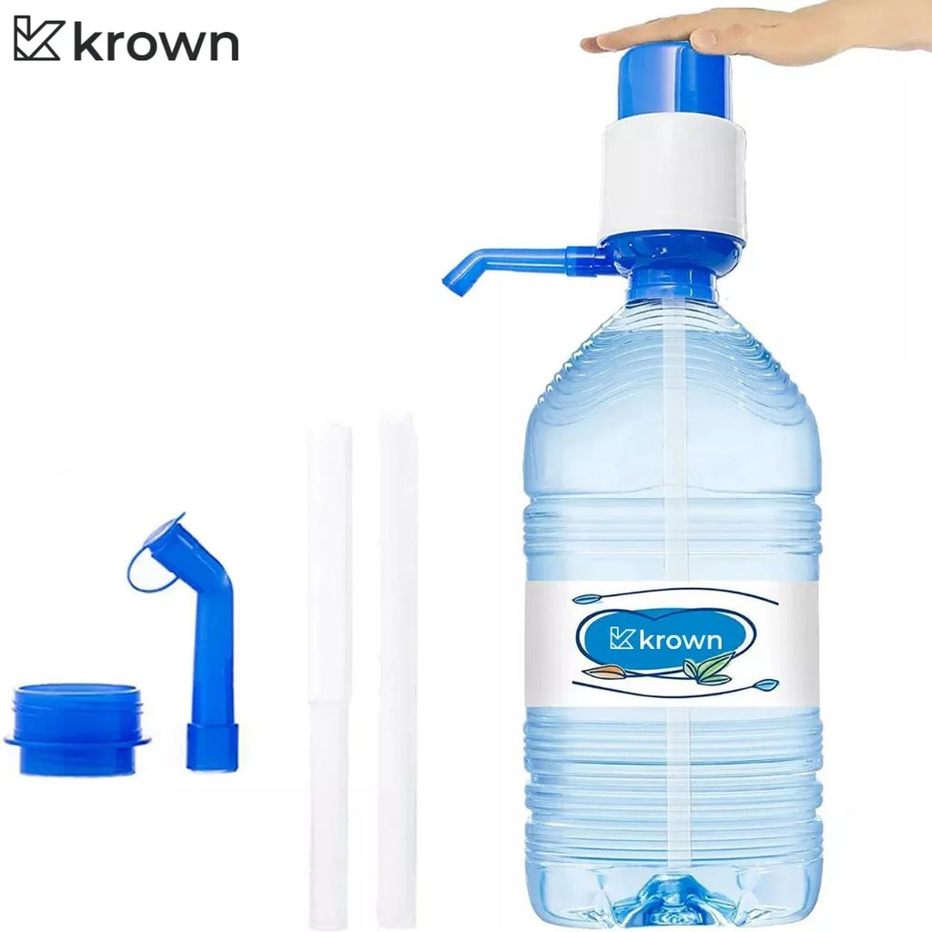 KROWN Bottle Water Dispenser, Manual Water Dispenser Pump, Water Dispenser Bottle 2 - 5 Liters Compatible Bottle, Bottle with Cap Diameter 38mm and 48mm
