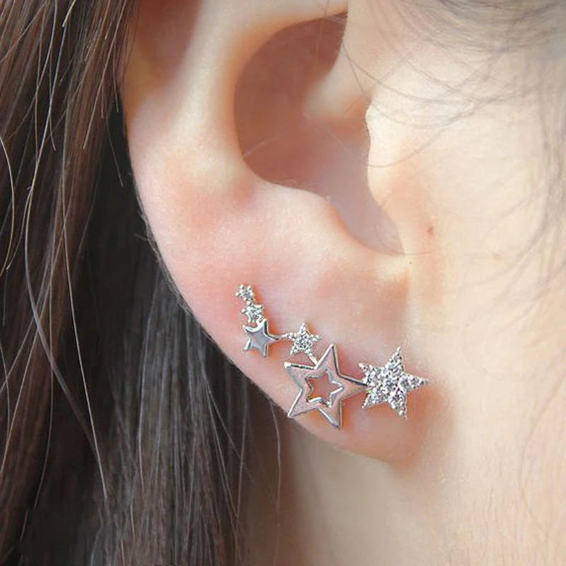 Shiny Star Stud Earrings for Women Elegant Zircon Rhinestone Mini Star Earrring Party Birthday Fashion Jewelry Gifts