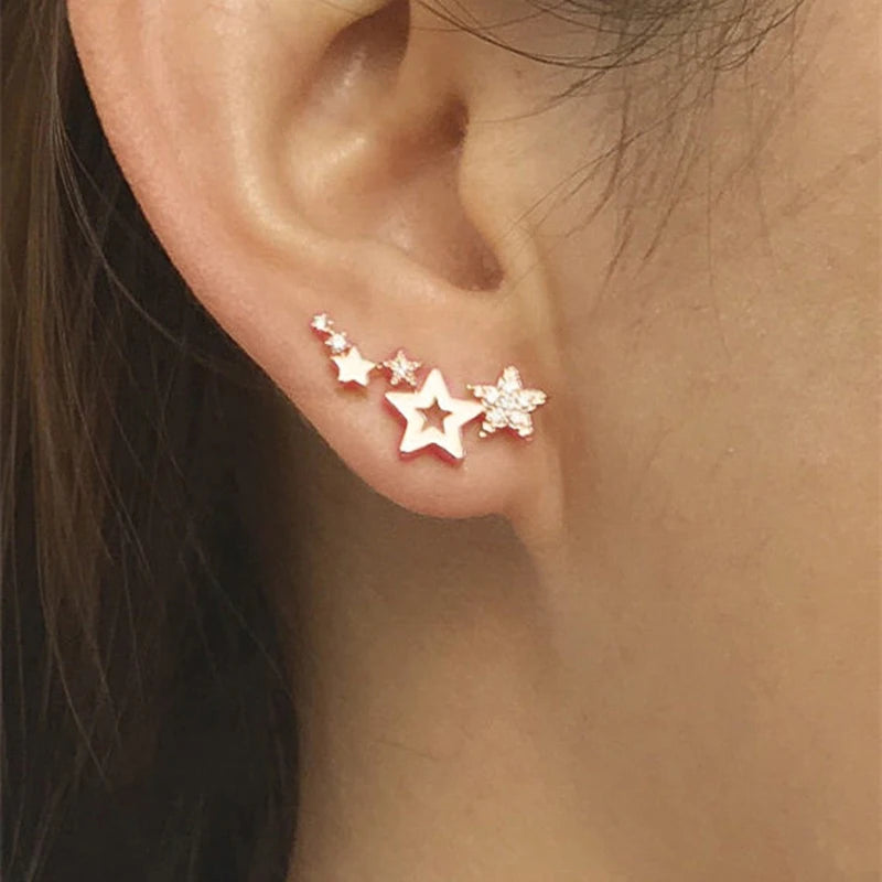 Shiny Star Stud Earrings for Women Elegant Zircon Rhinestone Mini Star Earrring Party Birthday Fashion Jewelry Gifts