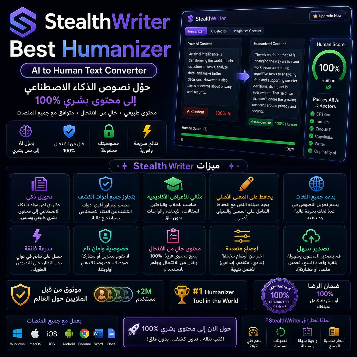 اشتراك StealthWriter لتحويل نصوص الذكاء الاصطناعي إلى محتوى بشري احترافي